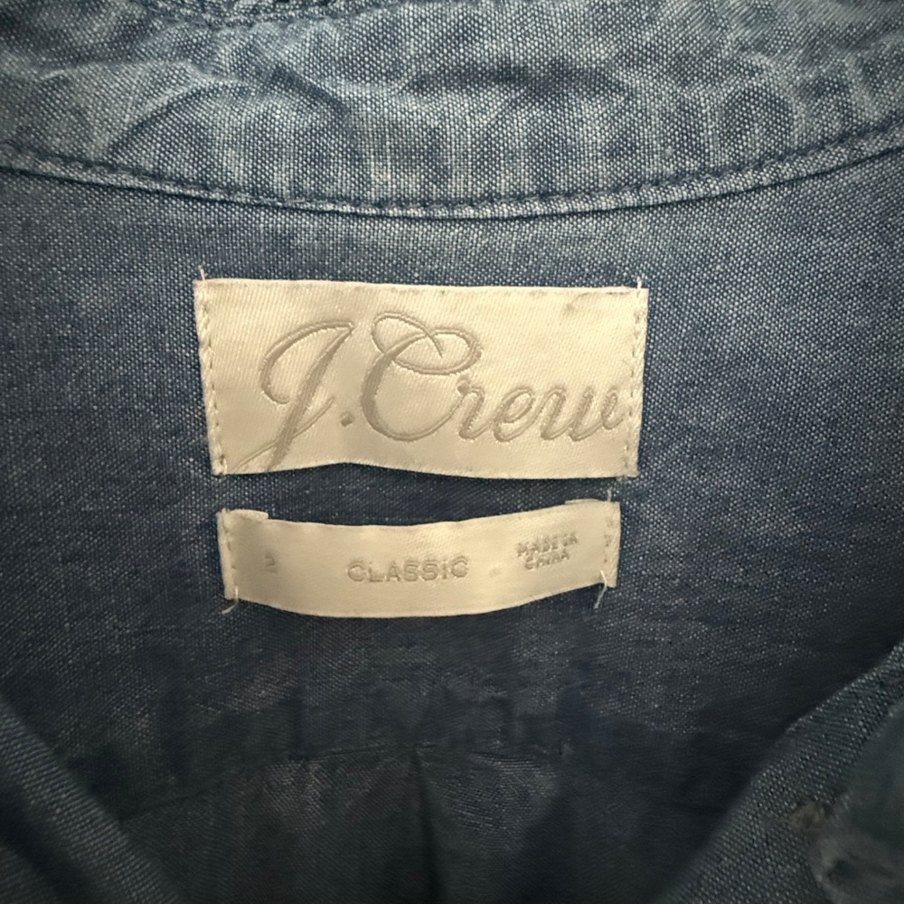 JCREW chambray ruffle collar button down - image 5